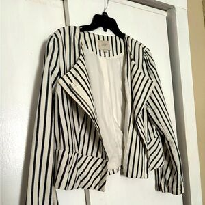 LOFT Black and White Striped Blazer~Like NEW